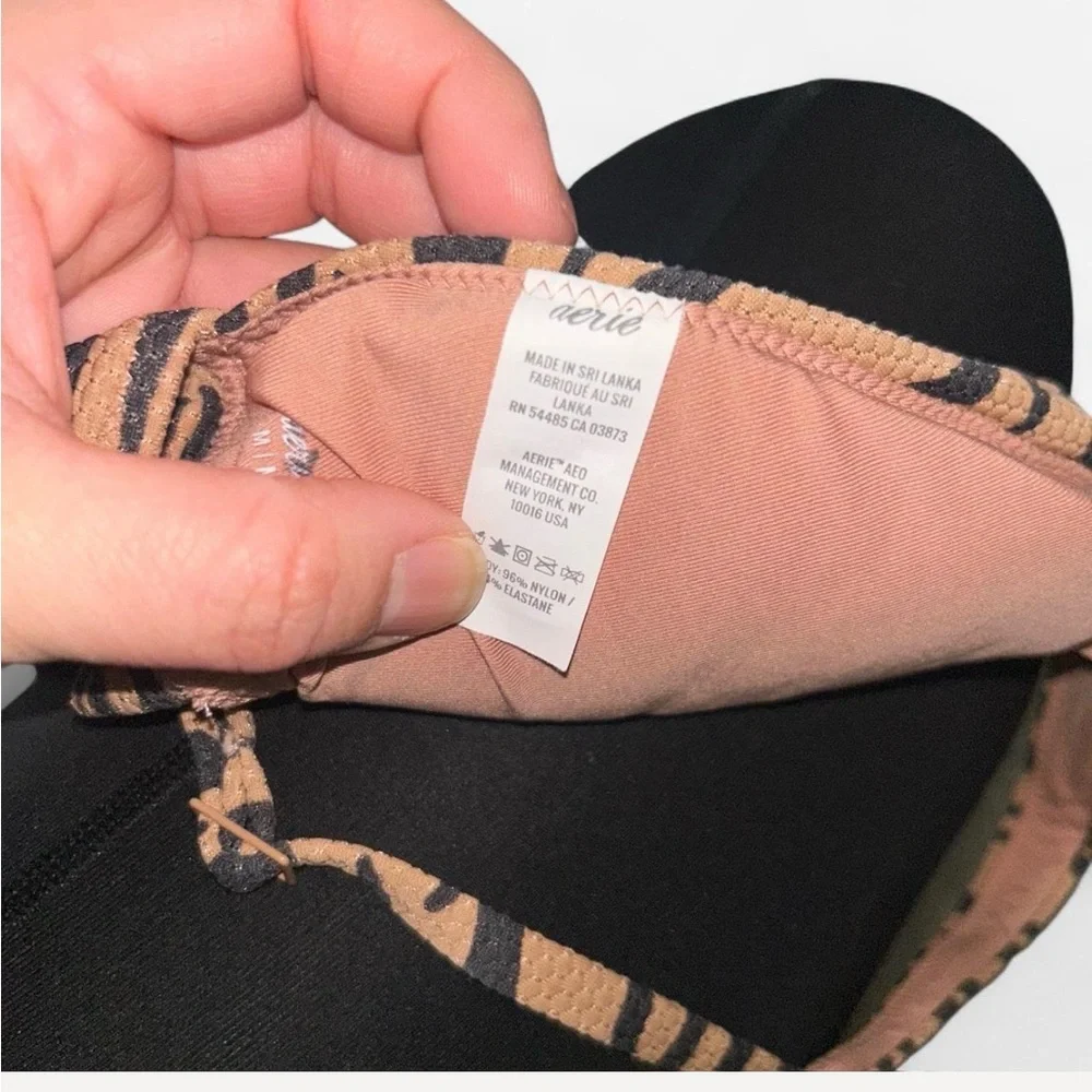 Aerie Zebra Print Swim Top - Black and Tan